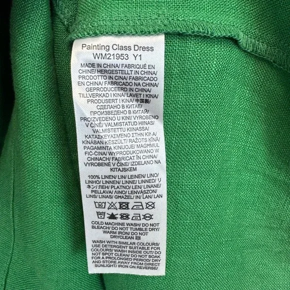Seasalt Cornwall Painting Class Dress Green 100% Linen Midi Pocket Shift US 8 - Picture 8 of 14